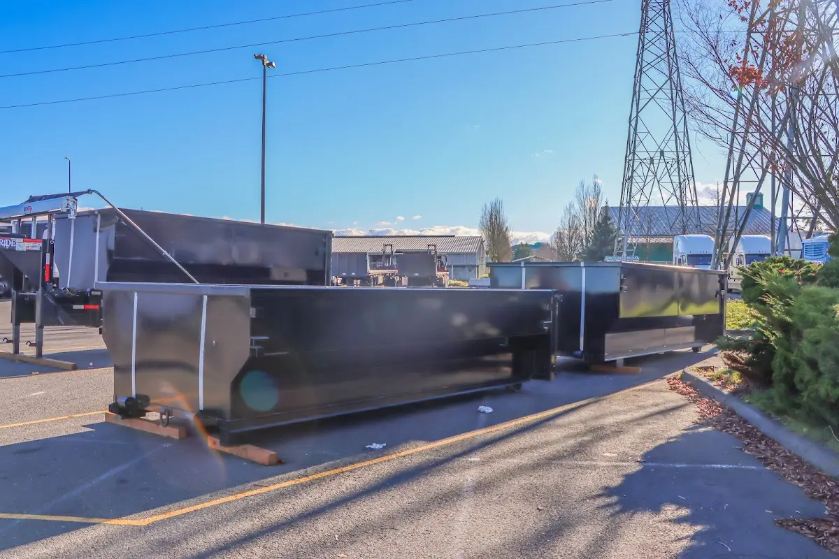 Roll-off dumpster ready for waste disposal at job site for 2 Yard Dumpster Rental in Park Forest